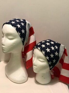 2 Pack Bandana 100% Cotton Paisley Print One-Sided Scarf American Flag
